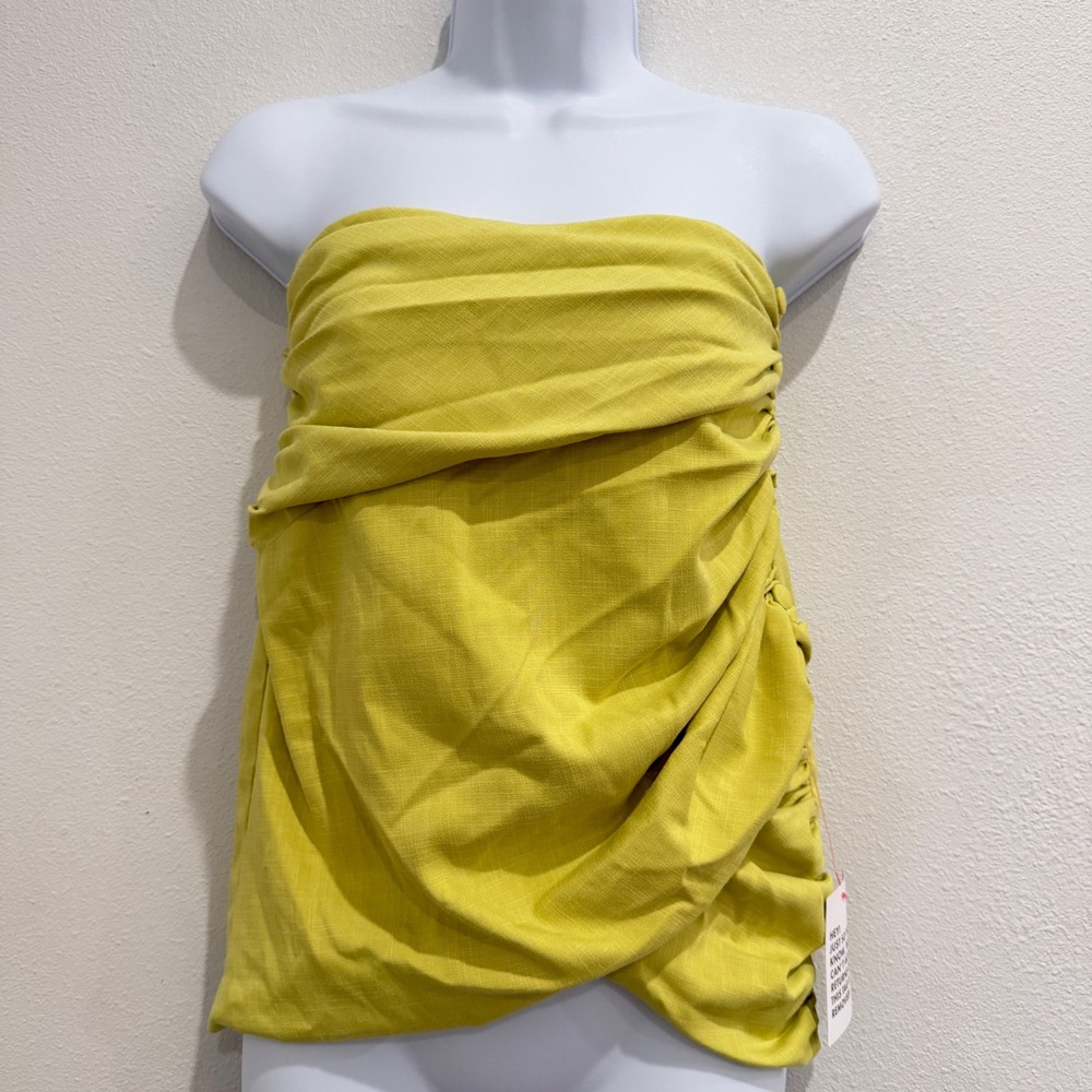 NEW ASOS DESIGN Bandeau Top Womens 4 Strapless Ruched Draped Side Button